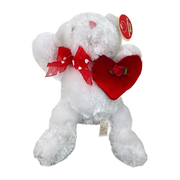 Vintage Dan Dee Plush White Red Valentine Teddy Bear Stuffed Animal Toy Heart - Picture 4 of 10